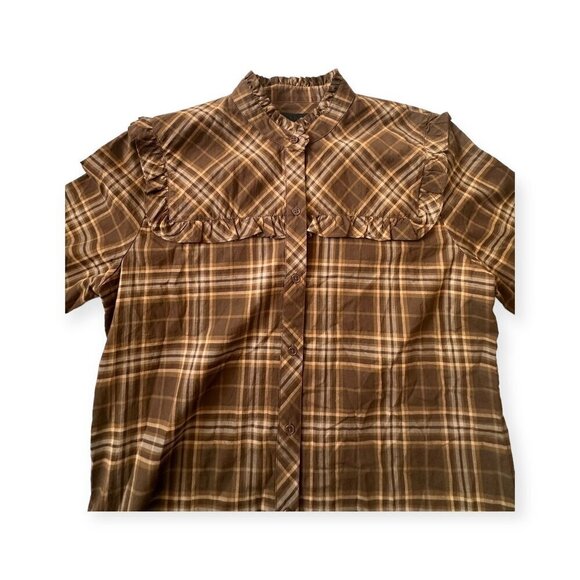 Nili Lotan Brown Plaid Celina Blouse, New With Tag, Size S - Picture 9 of 15